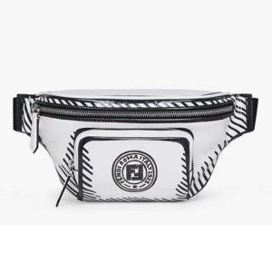 Fendi Unisex Belt Bag White Canvas Belt Bag Adjustable Belt