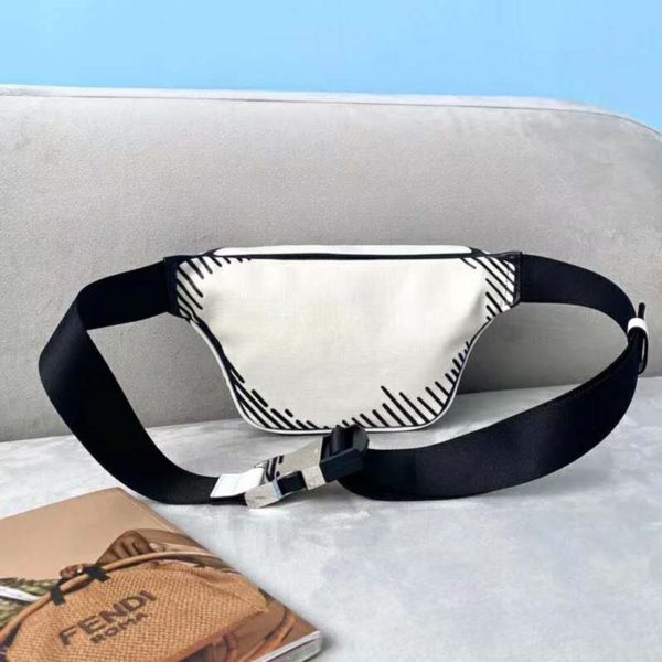 Fendi Unisex Belt Bag White Canvas Belt Bag Adjustable Belt (9)