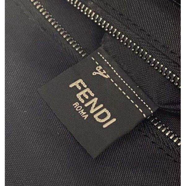 Fendi Unisex Large Backpack Front Pocket Black Nylon Backpack FF Motif (13)
