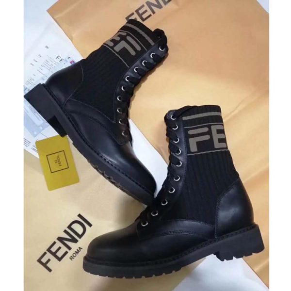 Fendi Women Ankle Boots Black Leather Biker Boots Calfskin Leather (3)