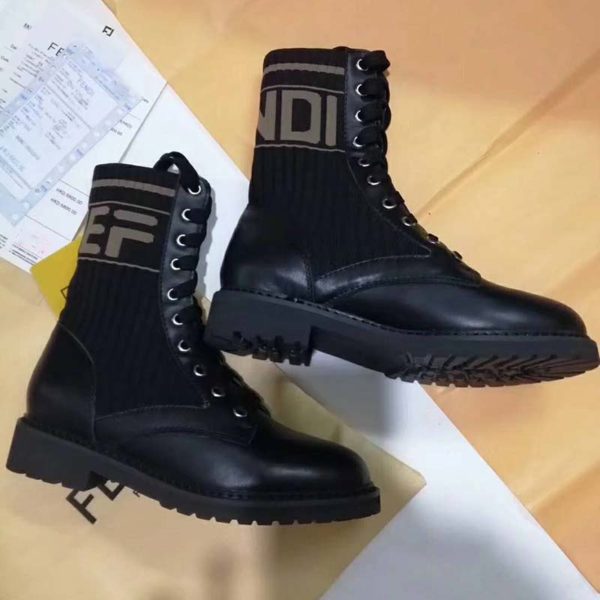 Fendi Women Ankle Boots Black Leather Biker Boots Calfskin Leather (6)