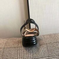 Fendi Women Brown Fabric Sandals FF Baguette Metal Buckle