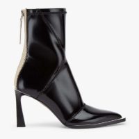 Fendi Women Glossy Black Neoprene Ankle Boots FFrame Pointed-Toe