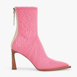 Fendi Women High-Tech Rose Jacquard Ankle Boots FFrame Pointed-Toe