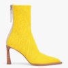 Fendi Women High-Tech Yellow Jacquard Ankle Boots FFrame Pointed-Toe