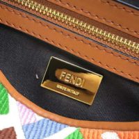 Fendi Women Iconic Baguette Medium Size FF Beige Canvas Bag