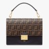 Fendi Women Kan U Black Leather Bag Calf Leather FF