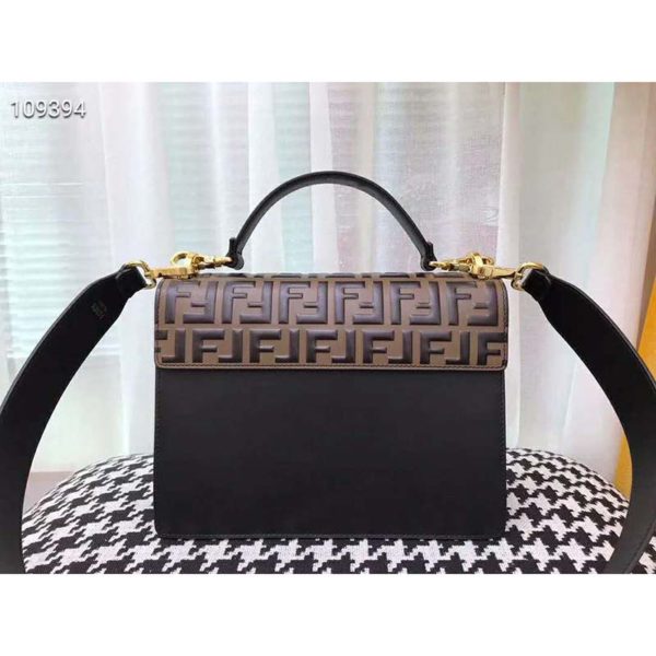 Fendi Women Kan U Black Leather Bag Calf Leather FF (10)