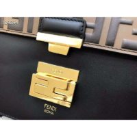 Fendi Women Kan U Black Leather Bag Calf Leather FF