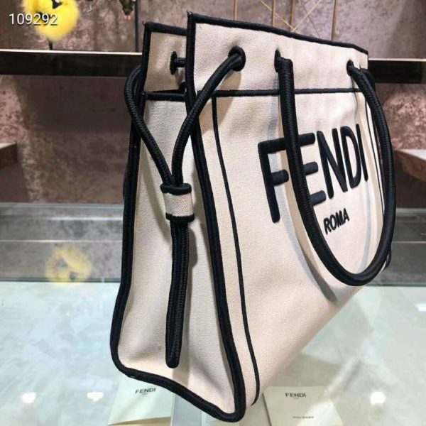 Fendi Women Large Fendi Roma Shopper Undyed Canvas Shopper Bag (7)