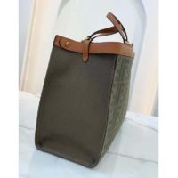 Fendi Women Medium Peekaboo X-Tote Green Canvas Bag-Brown