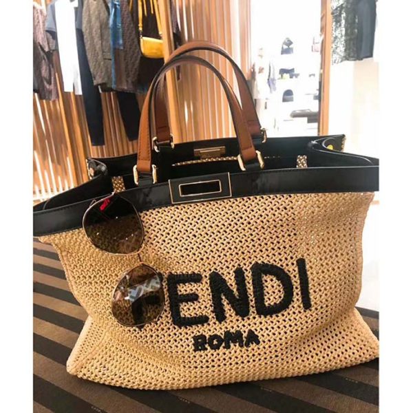 Fendi Women Medium Peekaboo X-Tote Natural Raffia Bag FENDI ROMA (13)