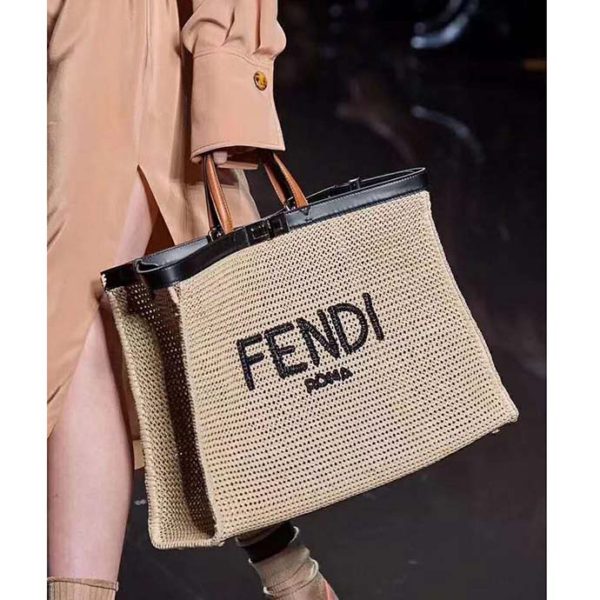 Fendi Women Medium Peekaboo X-Tote Natural Raffia Bag FENDI ROMA (15)