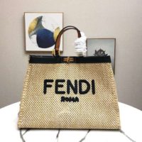 Fendi Women Medium Peekaboo X-Tote Natural Raffia Bag FENDI ROMA