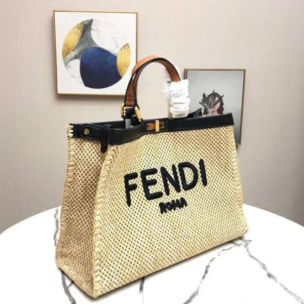 Fendi Women Medium Peekaboo X-Tote Natural Raffia Bag FENDI ROMA (2)