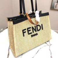 Fendi Women Medium Peekaboo X-Tote Natural Raffia Bag FENDI ROMA