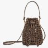 Fendi Women Mon Tresor Jacquard Fabric Interlace Mini-Bag-Brown