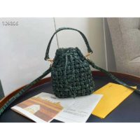 Fendi Women Mon Tresor Jacquard Fabric Interlace Mini-Bag-Dark Green