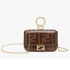 Fendi Women Nano Baguette Charm Brown Fabric Charm Jacquard FF