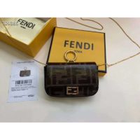 Fendi Women Nano Baguette Charm Brown Fabric Charm Jacquard FF