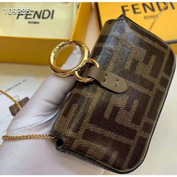 Fendi Women Nano Baguette Charm Brown Fabric Charm Jacquard FF (6)