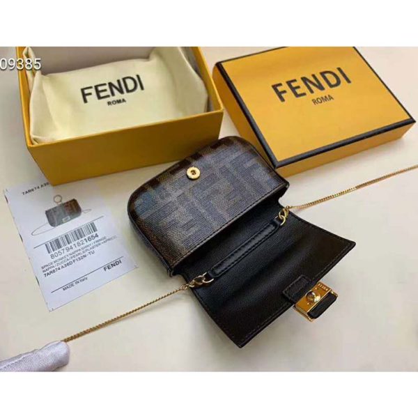 Fendi Women Nano Baguette Charm Brown Fabric Charm Jacquard FF (9)