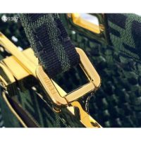 Fendi Women Peekaboo Iconic Medium Jacquard Fabric Interlace Bag-Dark Green