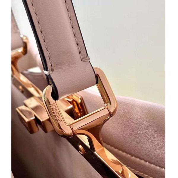 Fendi Women Peekaboo Iconic Medium Pink Leather Twist Lock Bag-Pink (10)