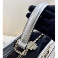 Fendi Women Peekaboo Iconic Medium Silver Mirror-Effect Leather Bag