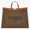 Fendi Women Peekaboo X-Tote Large Dark Green Canvas Shopper