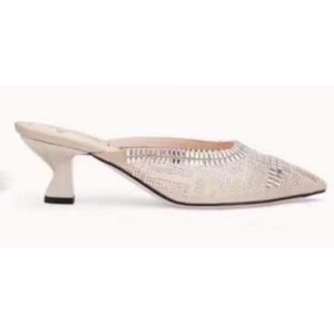 Fendi Women Slingbacks Colibrì in Mesh and Beige Leather