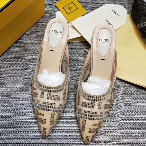 Fendi Women Slingbacks Colibrì in Mesh and Beige Leather (2)