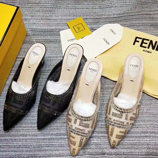 Fendi Women Slingbacks Colibrì in Mesh and Beige Leather (3)