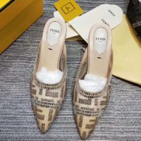 Fendi Women Slingbacks Colibrì in Mesh and Beige Leather