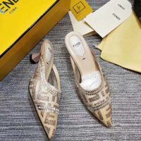 Fendi Women Slingbacks Colibrì in Mesh and Beige Leather