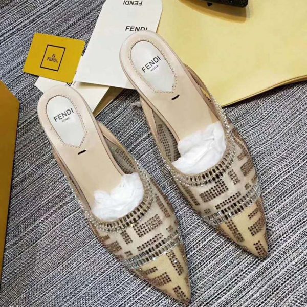 Fendi Women Slingbacks Colibrì in Mesh and Beige Leather (6)