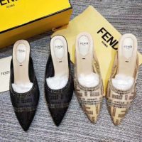 Fendi Women Slingbacks Colibrì in Mesh and Black Leather