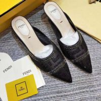 Fendi Women Slingbacks Colibrì in Mesh and Black Leather