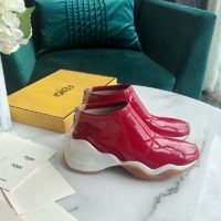 Fendi Women Sneakers Snug-Fit FFluid Sneakers Glossy Red Neoprene