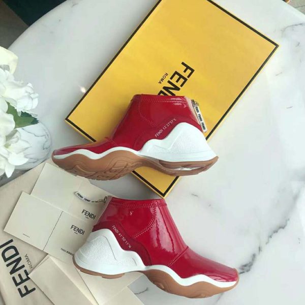 Fendi Women Sneakers Snug-Fit FFluid Sneakers Glossy Red Neoprene (5)