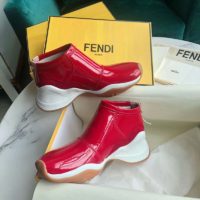 Fendi Women Sneakers Snug-Fit FFluid Sneakers Glossy Red Neoprene