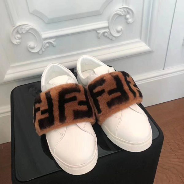 Fendi Women Sneakers White Leather Slip-ons Calfskin Sheepskin (2)