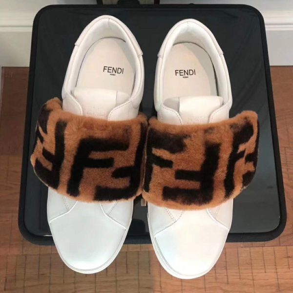 Fendi Women Sneakers White Leather Slip-ons Calfskin Sheepskin (3)