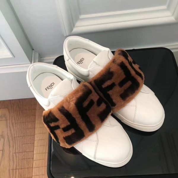 Fendi Women Sneakers White Leather Slip-ons Calfskin Sheepskin (4)