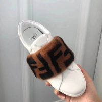 Fendi Women Sneakers White Leather Slip-ons Calfskin Sheepskin