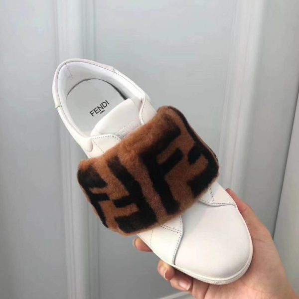 Fendi Women Sneakers White Leather Slip-ons Calfskin Sheepskin (6)