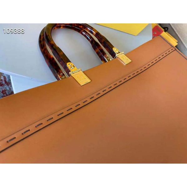 Fendi Women Sunshine Shopper Bag Brown Leather Shopper “FENDI ROMA” (11)