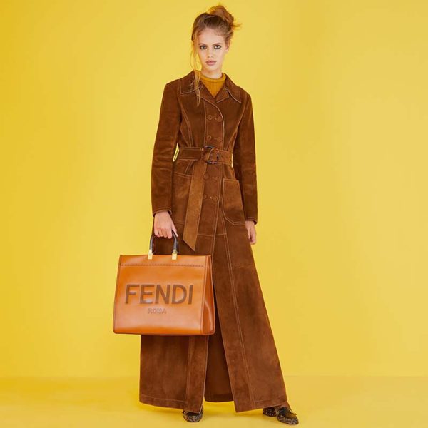 Fendi Women Sunshine Shopper Bag Brown Leather Shopper “FENDI ROMA” (2)
