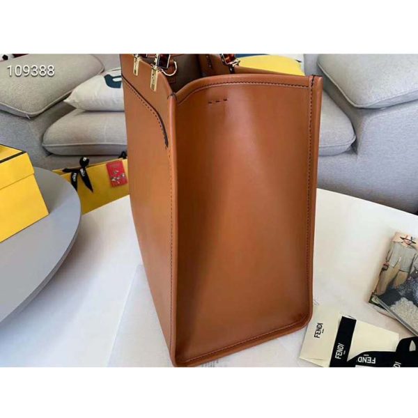 Fendi Women Sunshine Shopper Bag Brown Leather Shopper “FENDI ROMA” (6)