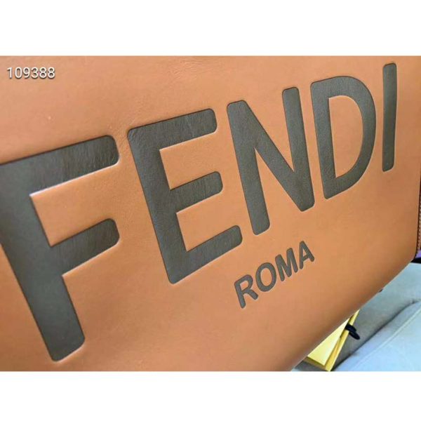 Fendi Women Sunshine Shopper Bag Brown Leather Shopper “FENDI ROMA” (9)